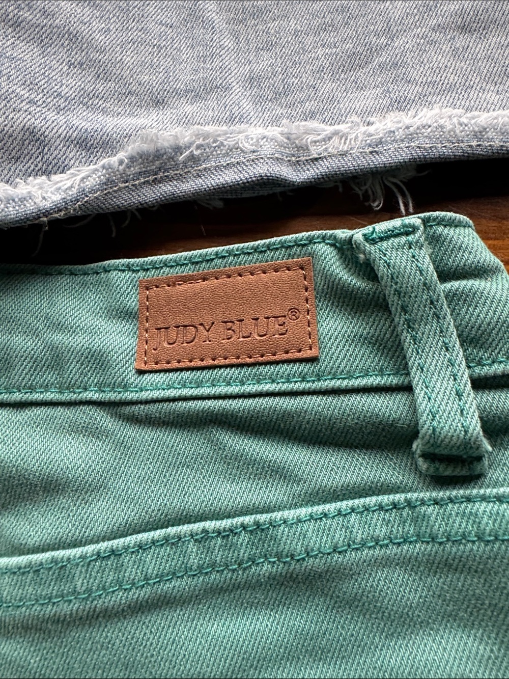Light Wash and Mint Green Denim Cutoff Shorts - 2 Pack by Judy Blue size L - Picture 6 of 9